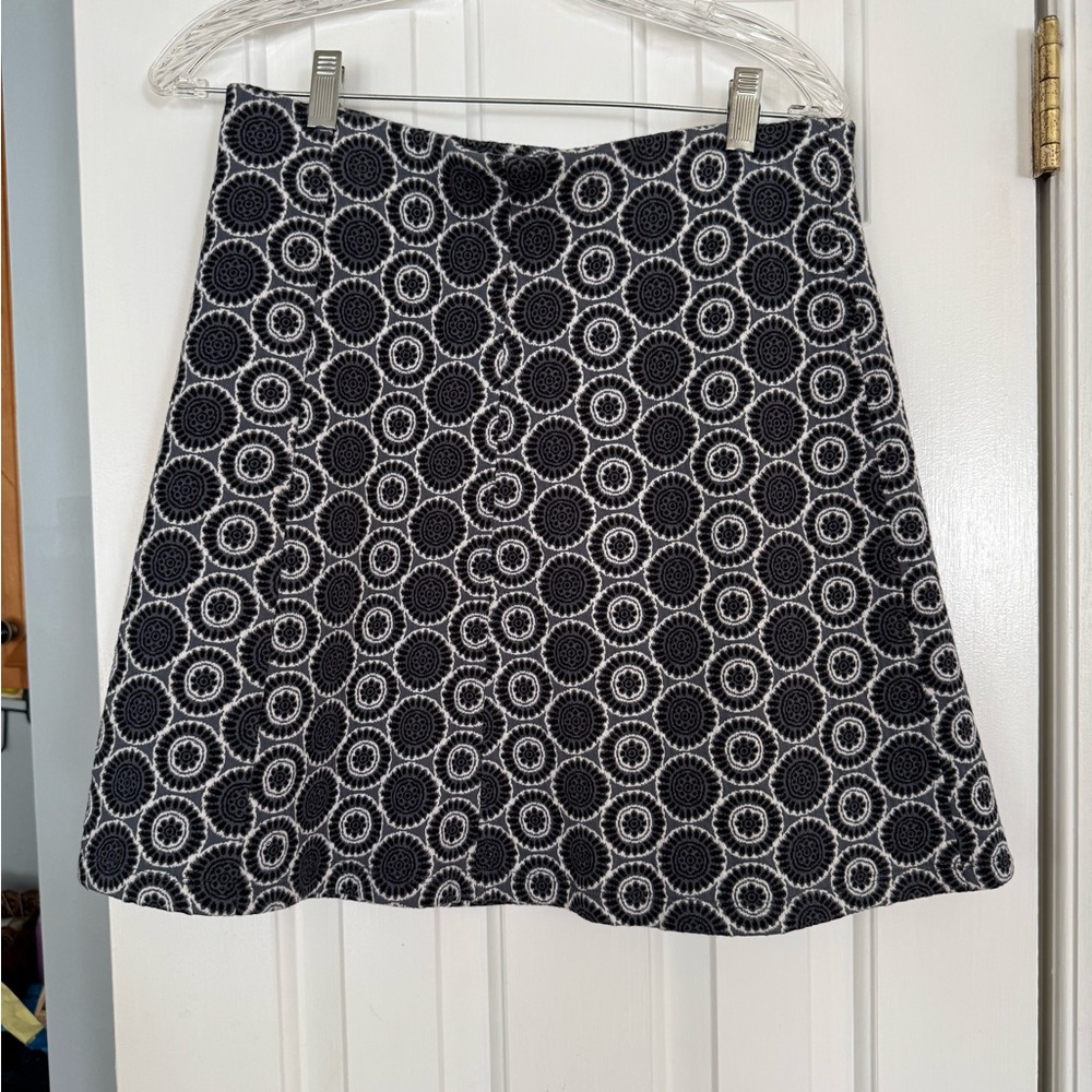 LOFT Outlet Blue White Pattern A-Line Skirt Size S Elastic Waist